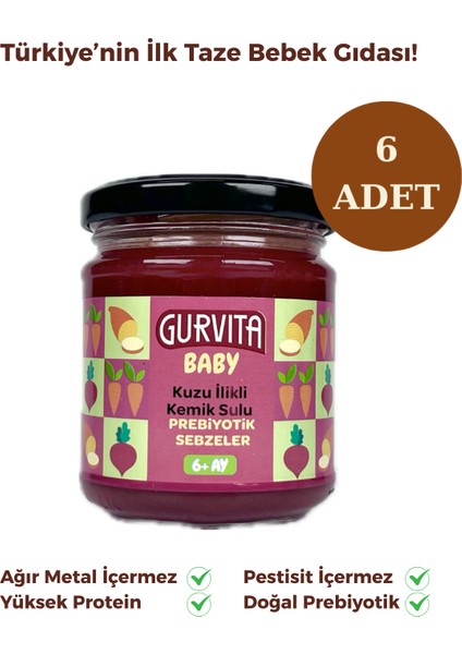 Baby Kuzu Ilikli Kemik Sulu Prebiyotik Sebzeler 165 gr 6 Adet