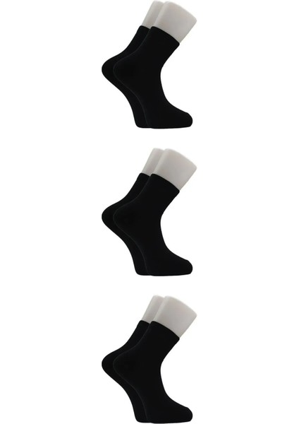 Unisex Siyah Yarım Konç Tenis Çorap Kolej 3'lü Paket