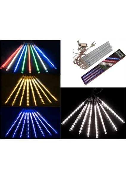 50CM Rgb LED 2mt. Meteor Yılbaşı Aydınlatması Yağmur Kar Efekti Tüp Su Geçirmez Parti Çıbık Işık Eklenebilir 6W