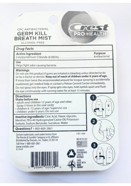 Pro Health Germ Kıll Breath Mist Clean Mınt 3'lü Ağız Spreyi 7 ml