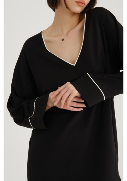 Uzun Kollu V Yaka Midi Kaftan - Plaj Giyim Için Ideal