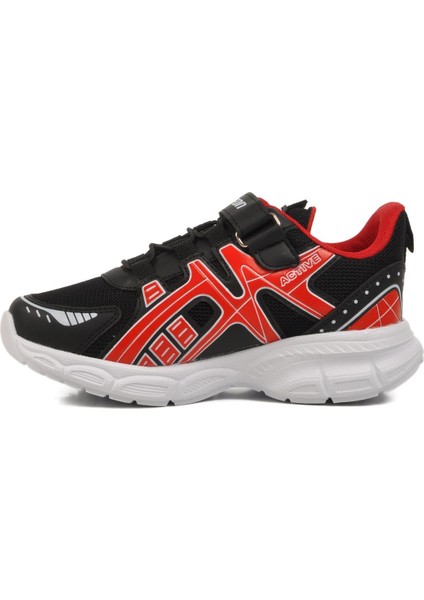 Siyah Kırmızı Cırtlı Fileli Hafif Unisex Çocuk Spor Ayakkabı F fiyatları