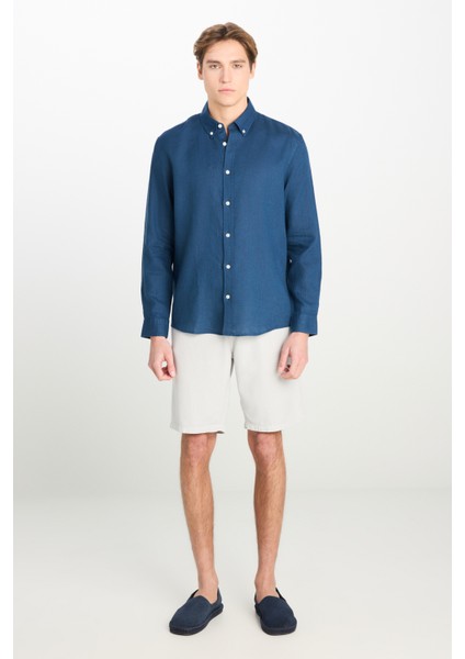 Relaxed Fit Geniş Kesim Lastik Bel Detaylı Esnek Taş Rengi Chino Şort