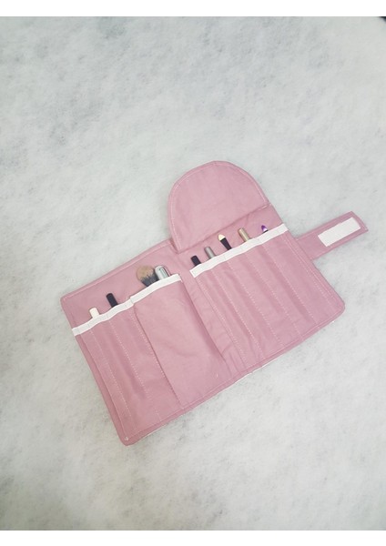 Kapitone Makyaj Çantası Fırça Düzenleyici Bordo Çiçekli