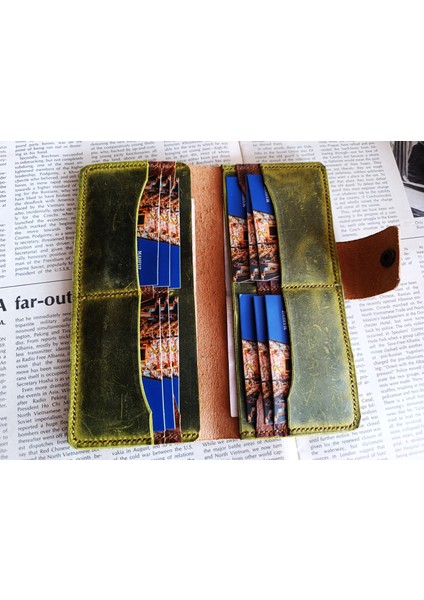 Kesimden Dikime Tamamen El Emeği Deri Crazy Cüzdan 12 Kart 2 Banknot Alanı (19.4cm*8,5cm) DA14