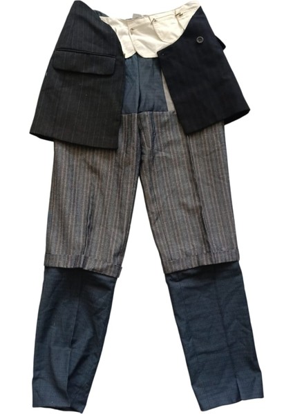 Melısa Mınca Özel Tasarım Pantolon, Unisex Pantolon, Pantolon ve Ceketten Yapılma Pantolon, Geri Dönüştürülmüş Kıyafetlerden Pantolon modelleri
