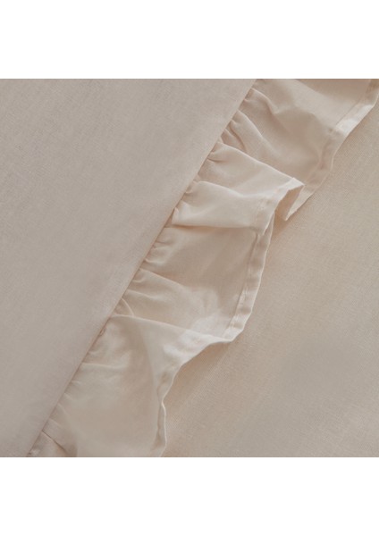 Pure Ruffle %100 Pamuk Tek Kişilik Nevresim Takımı Ekru