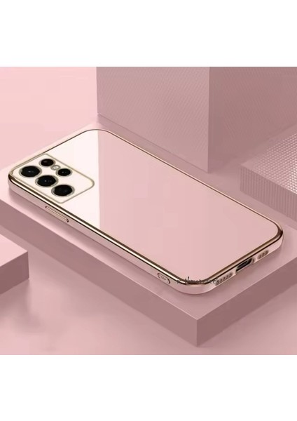 Samsung Galaxy S25 Ultra Kılıf Kamera Korumalı Parlak Gold Altın Kenarlı Yumuşak Silikon Kapak