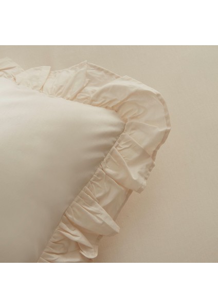 Pure Ruffle %100 Pamuk Tek Kişilik Nevresim Takımı Açık Bej modelleri