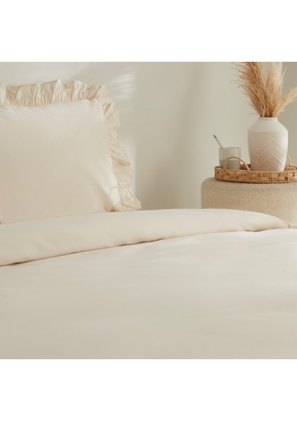 Pure Ruffle %100 Pamuk Tek Kişilik Nevresim Takımı Açık Bej fırsatları