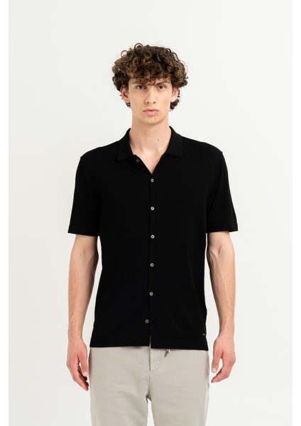 Kısa Kollu Slim Fit Triko Erkek Gömlek