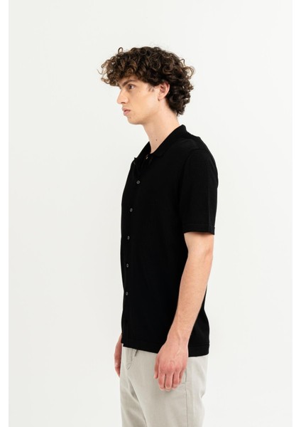 Kısa Kollu Slim Fit Triko Erkek Gömlek