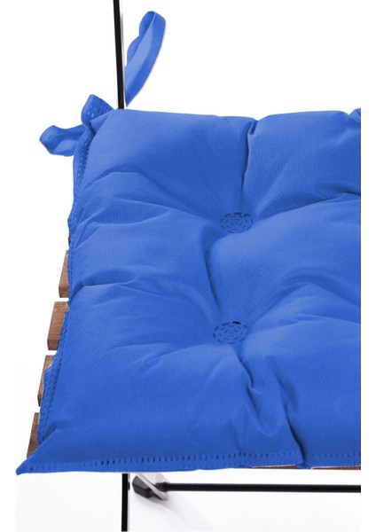 Düz Dekoratif Pofidik Sandalye Minderi Bağcıklı 40 x 40 (Mavi)