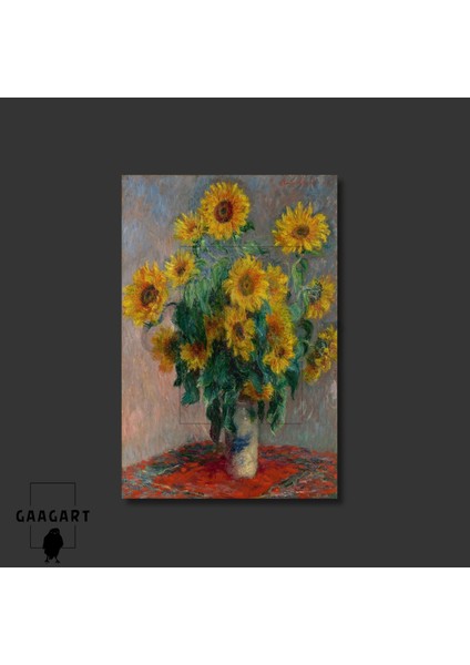 Tekli Dikey Kanvas Duvar Tablosu Claude Monet Ayçiçekleri modelleri