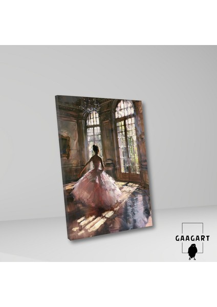 Tekli Dikey Kanvas Duvar Tablosu Pembe Elbiseli Balerin Kız fiyatları