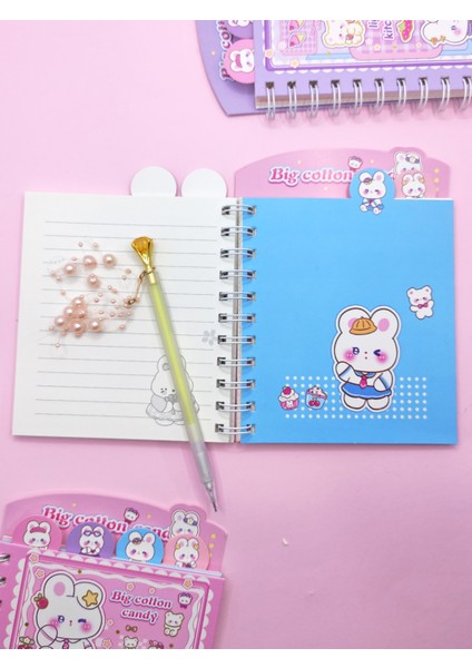 Tatlış Tavşan Ayraçlı A5 Not Defteri (14X18 Cm) - Mavi modelleri