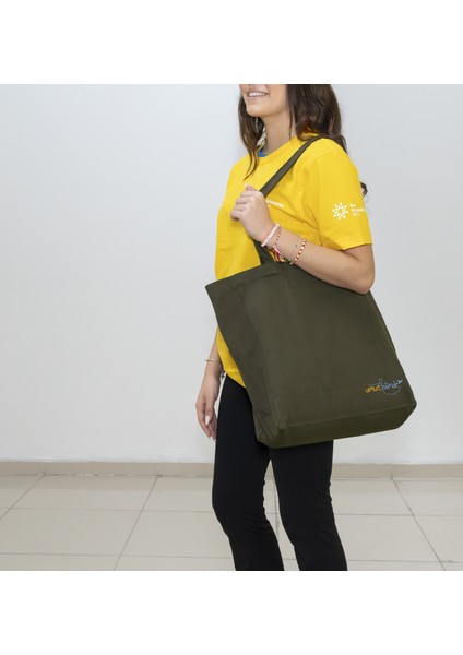 Gabardin Körüklü Kumaş Koyu Yeşil Çanta