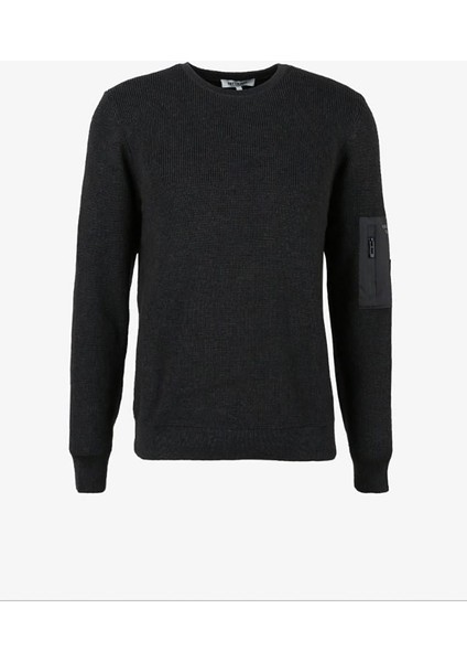 Bisiklet Yaka Cep Detaylı Slim Fit Erkek Kazak