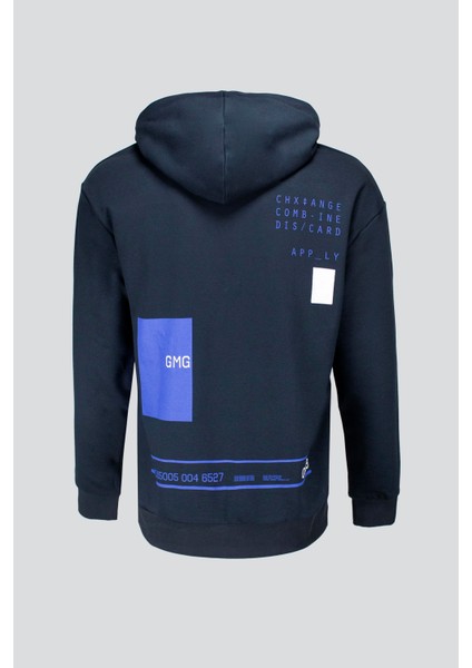 Kapüşonlu Sırtı Baskılı Erkek Sweatshirt