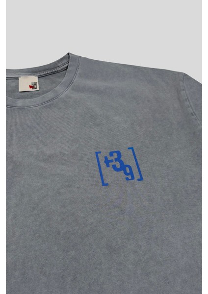 Bisiklet Yaka Arkası Enjeksiyon Baskı %100 Pamuk Oversize Erkek T-Shirt