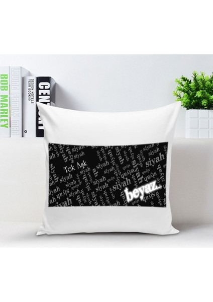 Kişiye Özel Yastık Kılıfı (Siyah Beyaz Temalı) 002