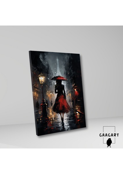 Tekli Dikey Kanvas Duvar Tablosu Kırmızı Elbiseli Kız fiyatları