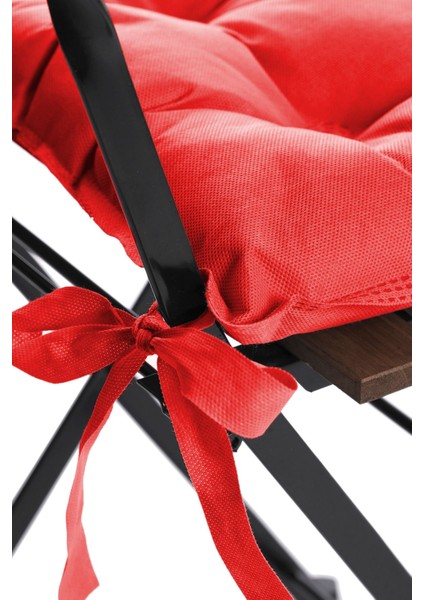 Düz Dekoratif Pofidik Sandalye Minderi Bağcıklı 40 x 40 (Kırmızı)