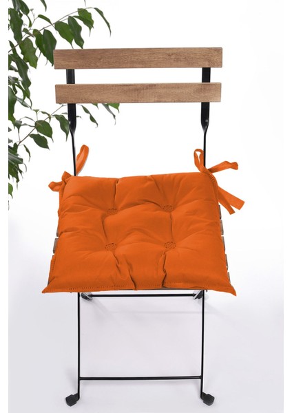 Düz Dekoratif Pofidik Sandalye Minderi Bağcıklı 40 x 40 (Turuncu) fırsatları