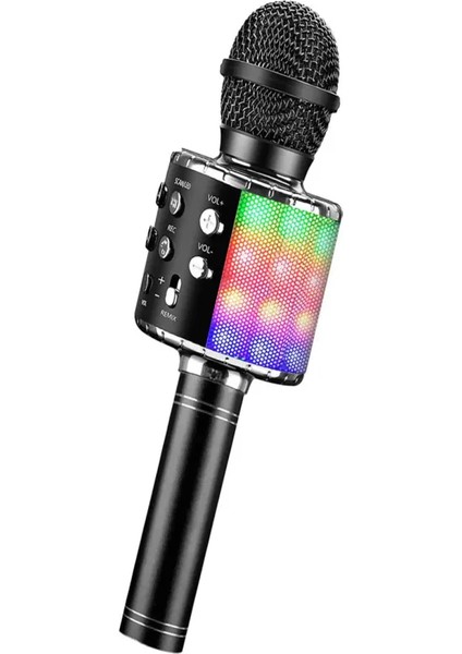 Kablosuz Karaoke Bluetooth Mikrofonu Gömülü Hoparlörlü Siyah (Yurt Dışından)