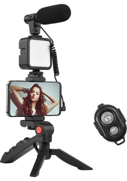Cep Telefonu Vlog Video Seti Masalı Tripodlu Uzak Kontrollü Anında Çekim Aleti (Yurt Dışından)