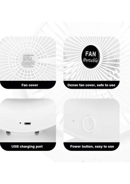 USB Mini Masaüstü Fanı 360° Dönen 3 Hız Seviyesi (Yurt Dışından)