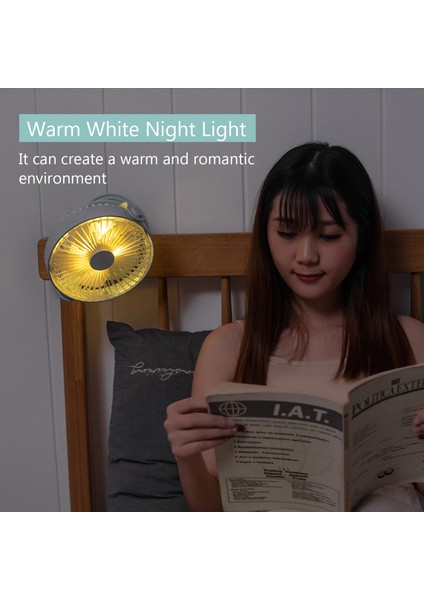 360° Ayarlanabilir 5 Hızlı LED Gece Işığı ile USB Kişisel Masa Fanı (Yurt Dışından)