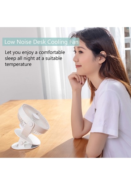 360° Ayarlanabilir 5 Hızlı LED Gece Işığı ile USB Kişisel Masa Fanı (Yurt Dışından)