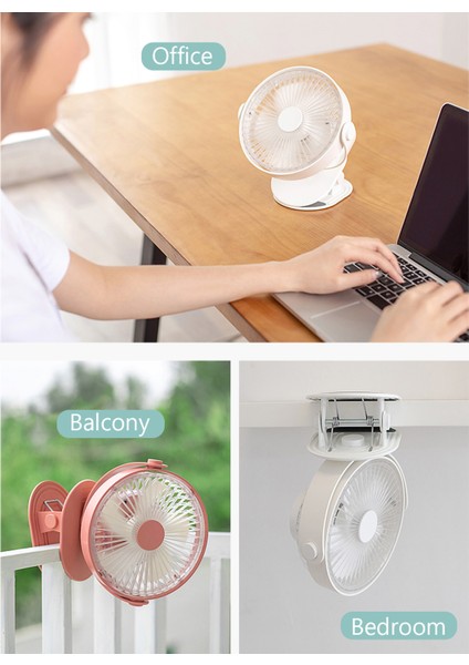 360° Ayarlanabilir 5 Hızlı LED Gece Işığı ile USB Kişisel Masa Fanı (Yurt Dışından)