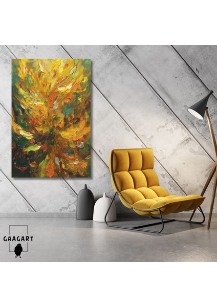 Tekli Dikey Kanvas Duvar Tablosu Yağlı Boya Görünümlü Soyut Desen