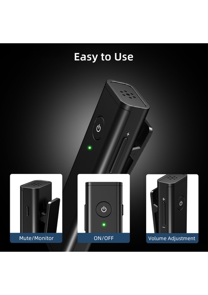 Mini Kablosuz 2.4g Lavalier Mikrofon Gürültü Azaltma Gerçek Zamanlı Ses Monitörü (Yurt Dışından)