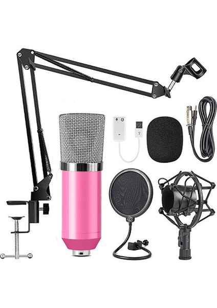 BM700 Kondansatör Mikrofon Pembe Ses Kaydı (Yurt Dışından)