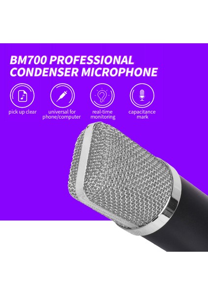 BM700 Kondansatör Mikrofon Pembe Ses Kaydı (Yurt Dışından)