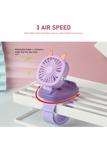 Çocuk USB Saat Fanı Çok Renkli Taşınabilir (Yurt Dışından)