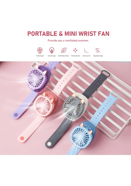 Çocuklar USB Saat Fanı Çok Renkli Taşınabilir (Yurt Dışından)