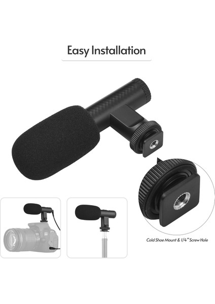 Taşınabilir Stereo Mikrofon Kameralar Için 3.5mm Şarj Edilebilir Takılı Tip (Yurt Dışından)