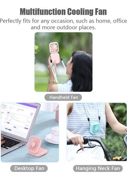 Mini Katlanabilir Boyun Asılı 3000MAH Şarj Edilebilir 3 Hızlı Fan (Yurt Dışından) fırsatları