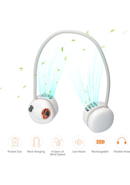 Taşınabilir Boyun Asılı Fan 1800MAH Şarj Edilebilir 4 Hız Ayarlı (Yurt Dışından)
