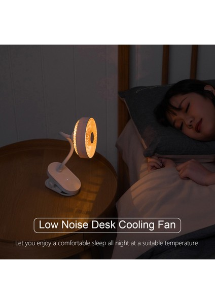 LED Gece Işığı Ile 360° Esnek 3 Hızlı Masaya Takılabilir Fan (Yurt Dışından)