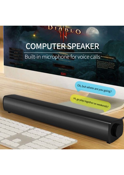 Bilgisayar Hoparlörü Ses Şiddeti USB Kablolu Stereo B Çevresel (Yurt Dışından)