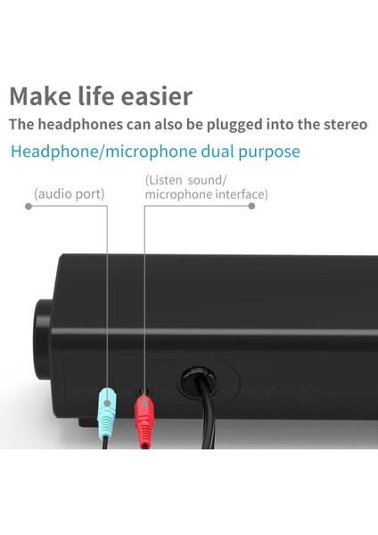 Bilgisayar Hoparlörü Ses Şiddeti USB Kablolu Stereo B Çevresel (Yurt Dışından)