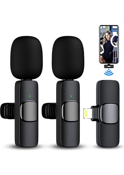 K1 Kablosuz Lavalier Mikrofon 2.4g Gürültü Azaltma Tek-Iki Bağlantılı (Yurt Dışından)
