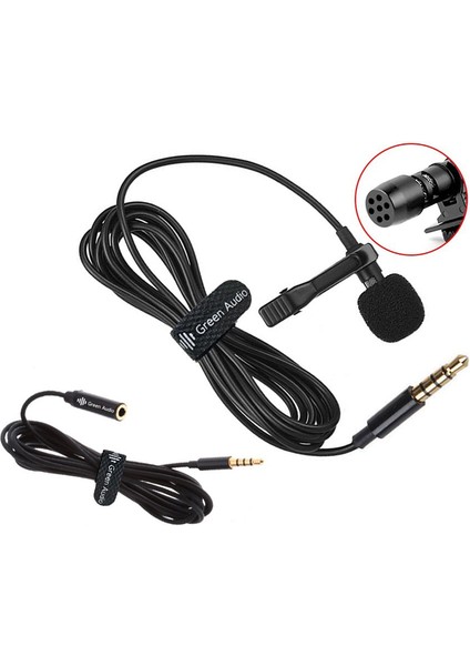 Mini Lavalier Mikrofon 3.5mm Şarjı 2m Uzatma Kablosu (Yurt Dışından)
