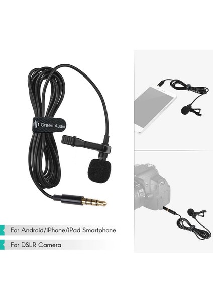 Mini Lavalier Mikrofon 3.5mm Şarjı 2m Uzatma Kablosu (Yurt Dışından)