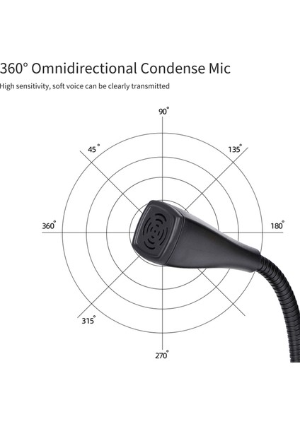 USB Bilgisayar Mikrofonu 360° Her Yönlü Tak ve Kullan (Yurt Dışından)